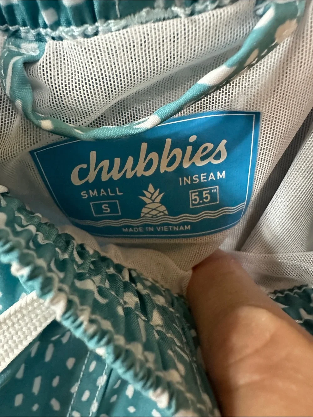 Chubbies Mens Teal Blue Speckled Colorblock Swim Trunks 5.5 Inseam‎ Small